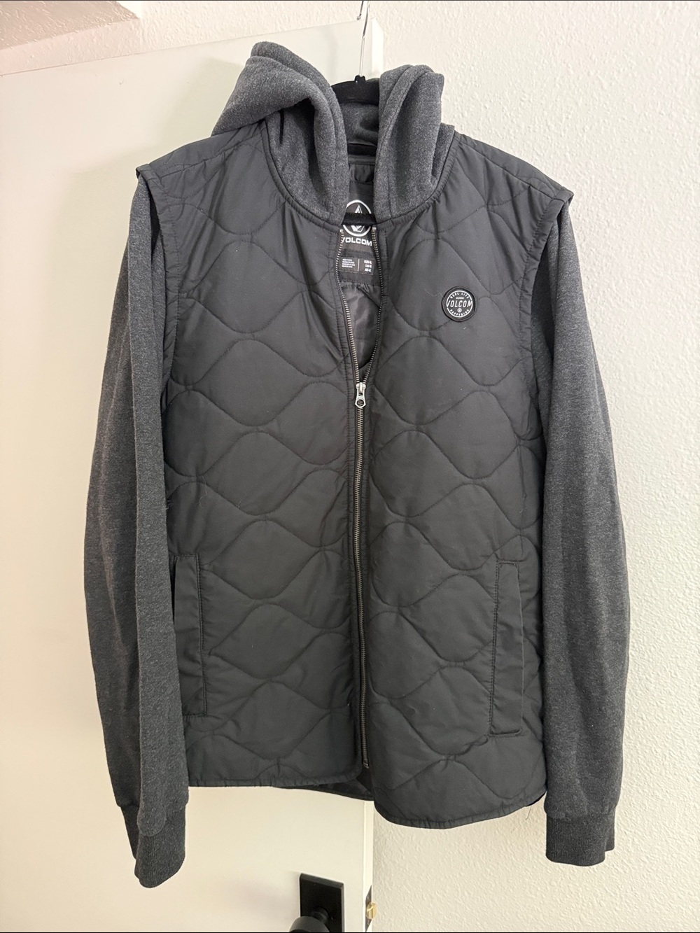 Volcom Dark Gray Quilted Hooded Shirt-Jacket
